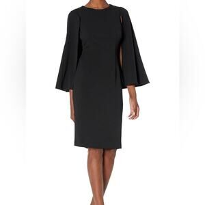 Adrianna Papell KNIT CREPE MIDI CAPE DRESS Dress classic size 4
